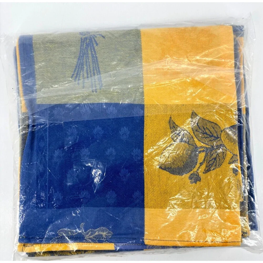 La Maisonnette Lourmarin 6 Napkins Made In France Yellow-Blue Cotton 20x 20